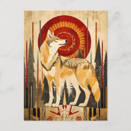 Wolf Totem – Guardian in Deco Style ポストカード