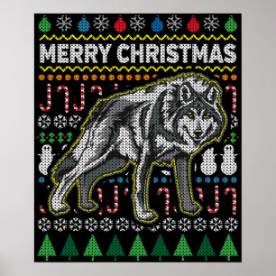 Wolf Ugly Christmas Sweater Wildlife Series ポスター