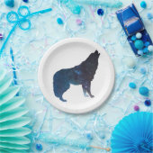 Wolf Universeシルエット-背景色の選択 ペーパープレート (パーティー)