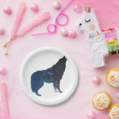 Wolf Universeシルエット-背景色の選択 ペーパープレート (パーティー)