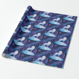 Wolf unter magischem Sternenhimmel ラッピングペーパー