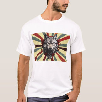 wolf vintage custom retro design tシャツ