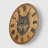 Wolf Wall Clock – Silent Wild Guardian ラージ壁時計 (傾斜)