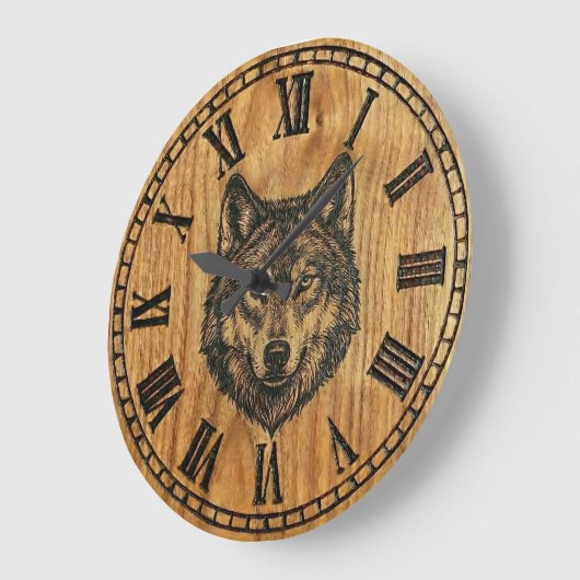 Wolf Wall Clock – Silent Wild Guardian ラージ壁時計 (傾斜)