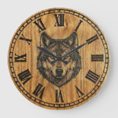 Wolf Wall Clock – Silent Wild Guardian ラージ壁時計 (正面)