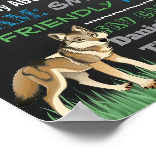 Wolf Wild and three Birthday chalkboard sign ポスター (角)