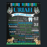 Wolf Wild and three Birthday chalkboard sign ポスター<br><div class="desc">You can change wording colors and sizes. Just click CUSTOMIZE and you will see a different settings.</div>