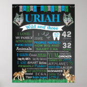 Wolf Wild and three Birthday chalkboard sign ポスター (正面)