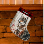 Wolf Wildlife Christmas Stocking - Personalized ラージクリスマスストッキング