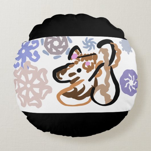 Wolf winter love ラウンドクッション (正面)