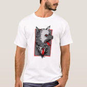 Wolf With Red Eyes And Red Tie Animal Wolf Tシャツ (正面)