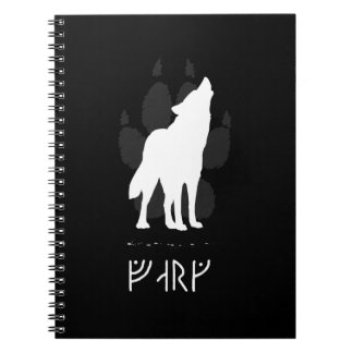 Wolf with viking runes ノートブック