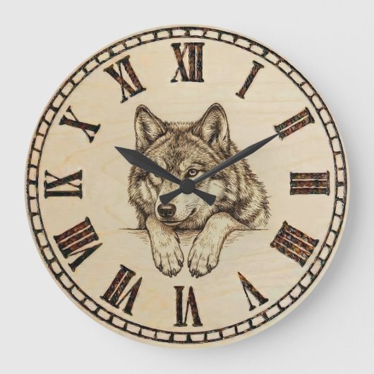 Wolf wooden wall clock  ラージ壁時計 (正面)
