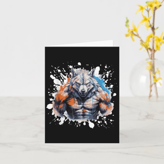 Wolf Workout Gym Fighter Bodybuilder  カード (黄色い花)