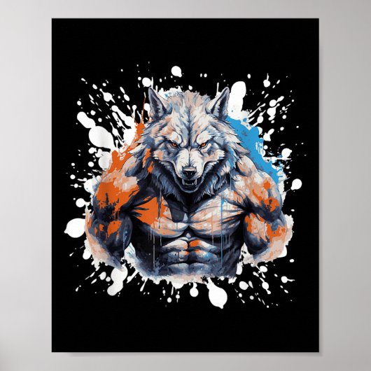 Wolf Workout Gym Fighter Bodybuilder  ポスター (正面)