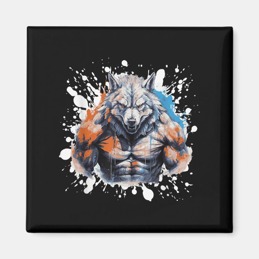 Wolf Workout Gym Fighter Bodybuilder  マグネット (正面)