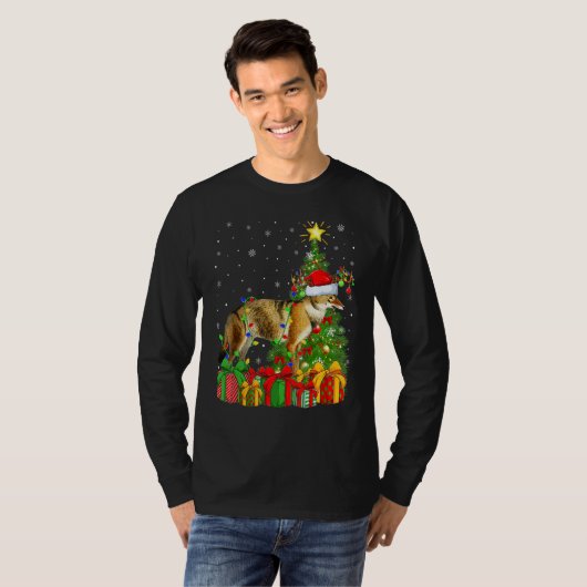 Wolf   Xmas Holiday Santa Wolf Christmas Tree Tシャツ (正面フル)