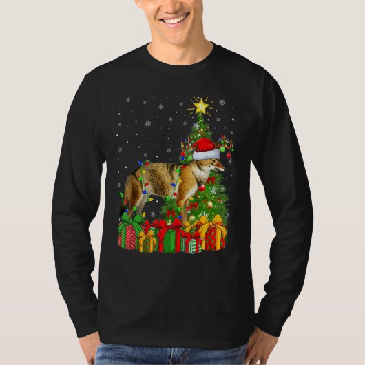 Wolf   Xmas Holiday Santa Wolf Christmas Tree Tシャツ (正面)