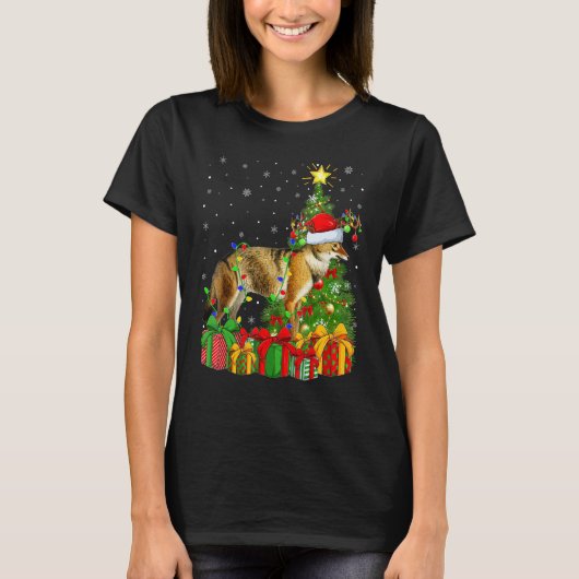 Wolf   Xmas Holiday Santa Wolf Christmas Tree Tシャツ (正面)