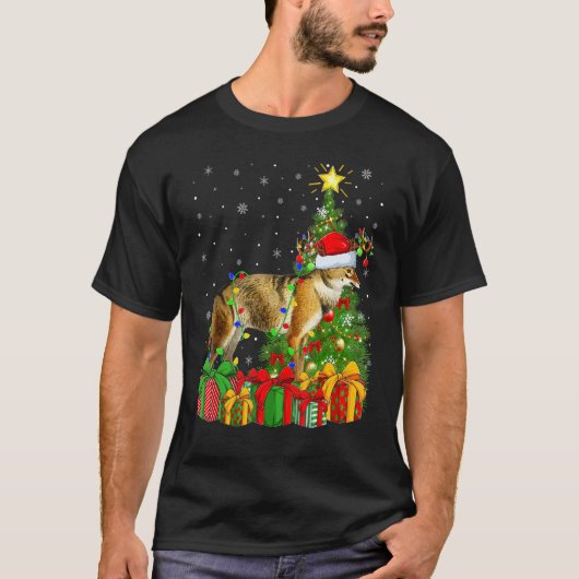 Wolf   Xmas Holiday Santa Wolf Christmas Tree Tシャツ (正面)
