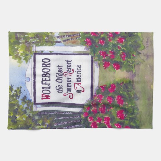 Wolfeboro NH Signへようこそ キッチンタオル (横)