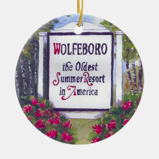 Wolfeboro NH Signへようこそ セラミックオーナメント (正面)