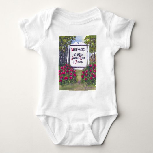 Wolfeboro NH Signへようこそ ベビーボディスーツ (正面)