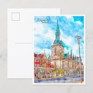 Wolfenbuttelドイツのヴィンテージ旅行水の色 ポストカード