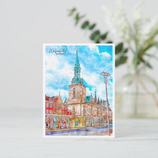 Wolfenbuttelドイツのヴィンテージ旅行水の色 ポストカード (スタンド正面)