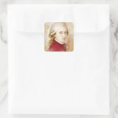 Wolfgang Amadeus Mozart im Aquarell Stil スクエアシール (バッグ)