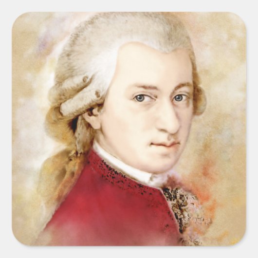 Wolfgang Amadeus Mozart im Aquarell Stil スクエアシール (正面)