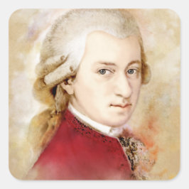 Wolfgang Amadeus Mozart im Aquarell Stil スクエアシール
