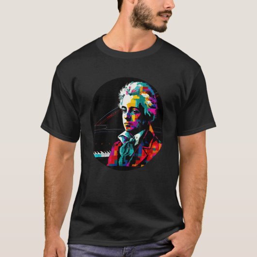 Wolfgang Amadeus Mozart Music Composer Piano Tシャツ (正面)