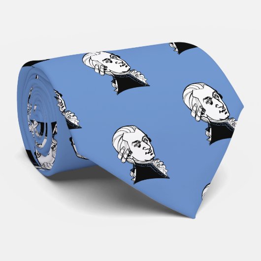 Wolfgang Amadeus Mozart on blue Neck Tie ネクタイ (ロール)