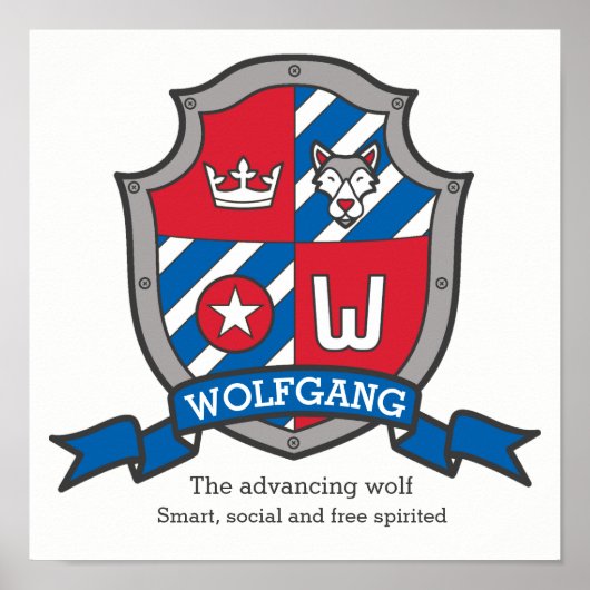 Wolfgang boys name meaning heraldry shield poster ポスター (正面)