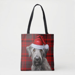 Wolfhound Christmas Dog Red Seasonal Plaid トートバッグ