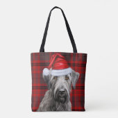 Wolfhound Christmas Dog Red Seasonal Plaid トートバッグ (裏面)