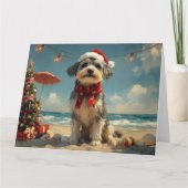 Wolfhound Dog Christmas Vintage Beach カード (正面)