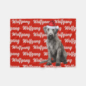 Wolfhound Dog with Name Patterned Christmas フリースブランケット (正面(横))
