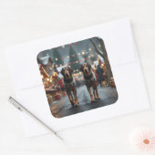 Wolfhound Dogs Christmas Snow Holiday スクエアシール (封筒)