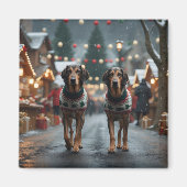 Wolfhound Dogs Christmas Snow Holiday マグネット (正面)
