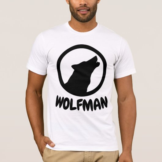 WOLFMAN おもしろい Men's T-shirts Tシャツ (正面)