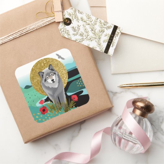 WOLFMOON AURA – ステッカー2サイズ スクエアシール (ギフト)