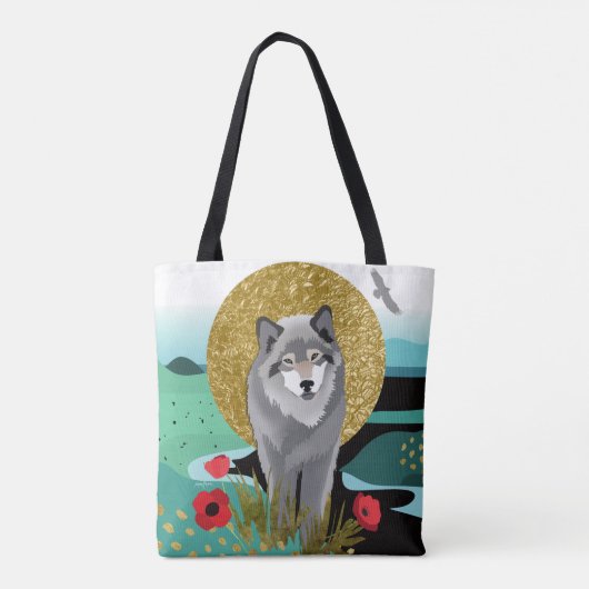 WOLFMOON AURA – トートまたはクロスボディバッグ2サイズ トートバッグ (裏面)