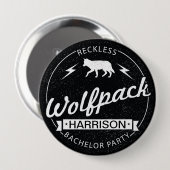 Wolfpackの無謀なバチュラーパーティは名前に手入れをします 缶バッジ (正面&裏面)