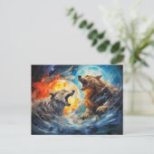 Wolfs Sköll and Hati hunting moon and sun ポストカード (スタンド正面)