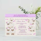 Wollyのヒツジの子ヒツジのベビーシャワーの招待のラベンダー 招待状 (スタンド正面)