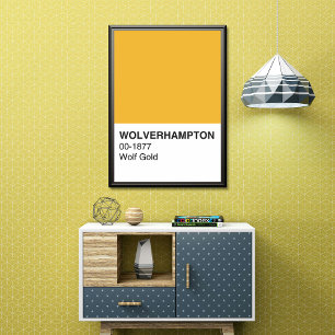 Wolverhampton Wolf金ゴールド – 全幅 ポスター
