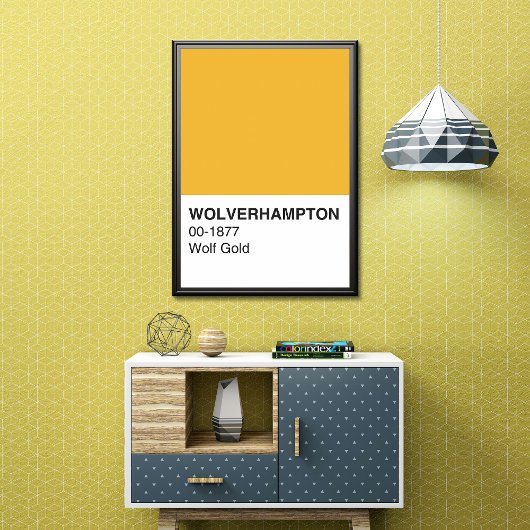 Wolverhampton Wolf金ゴールド – 全幅 ポスター