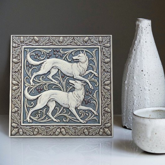 Wolves Arts & Crafts Wall Decor Art Nouveau Crane タイル